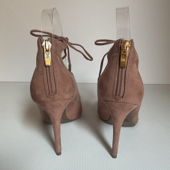 Marc Fisher Blush Suede Lace-Up Cutout Heels • Pointed Toe • Women’s 5.5 - Picture 5 of 11